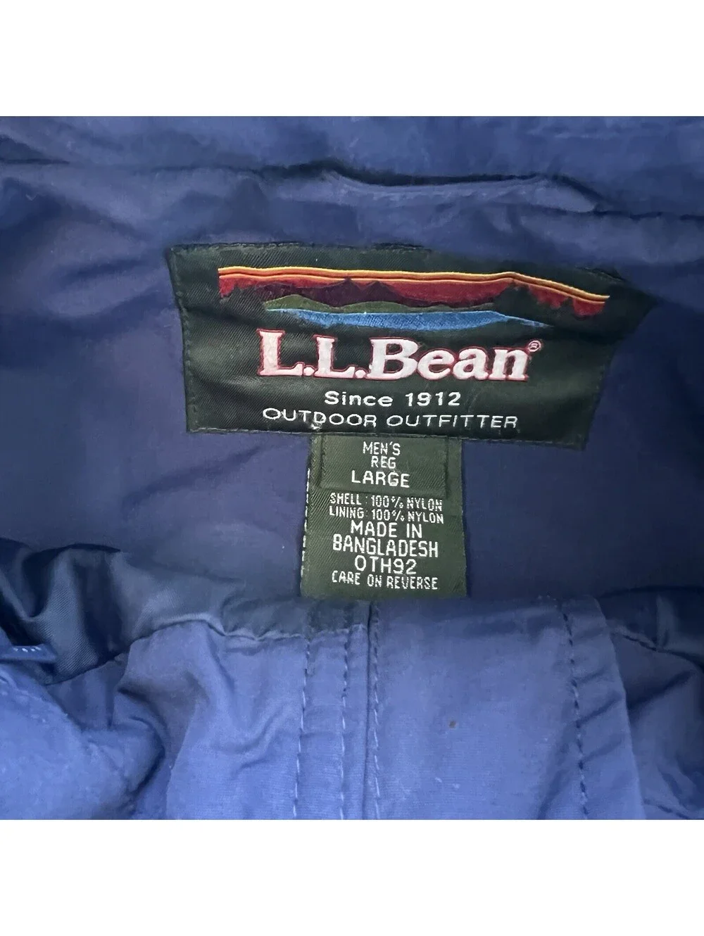 LL Bean Jacket Mens L Blue Nylon Outdoors Windbreaker